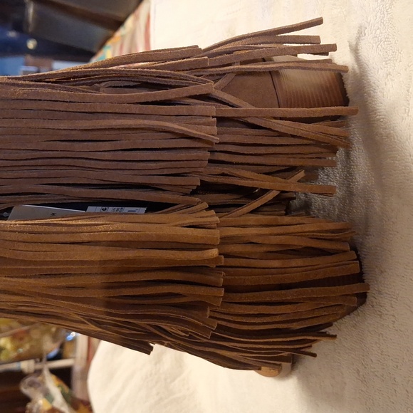 Fringe Suede Ankle Boots - Tan - Picture 9 of 12